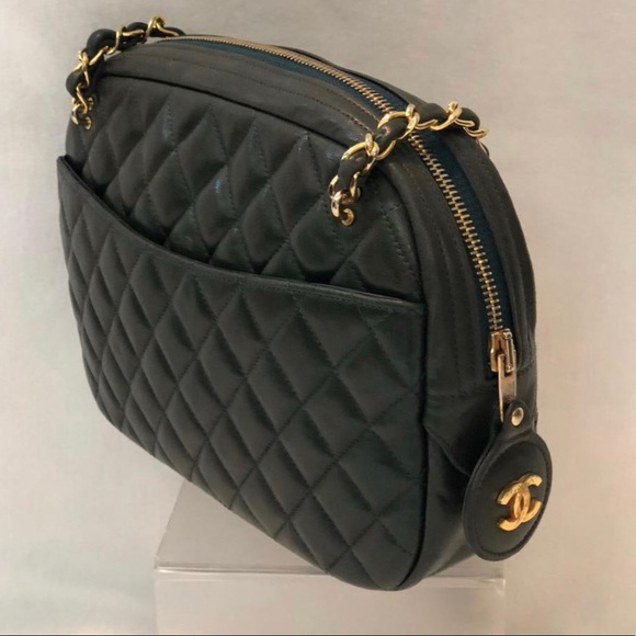 CHANEL Bags Chanel Quilted Lambskin Shoulder Bag Dark Green Poshmark